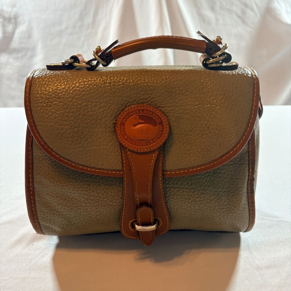 Dooney & Bourke Satchel‎ Bag Womens Taupe Pebbled All Weather Leather Vintage